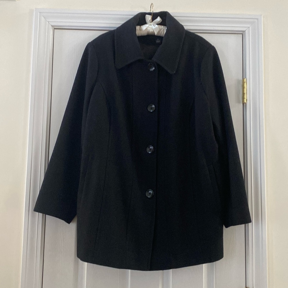 London Fog Wool Blend Lined Black Coat, Size XXL